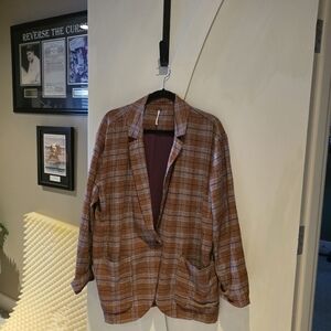 Free People Plaid Blazer Jacket